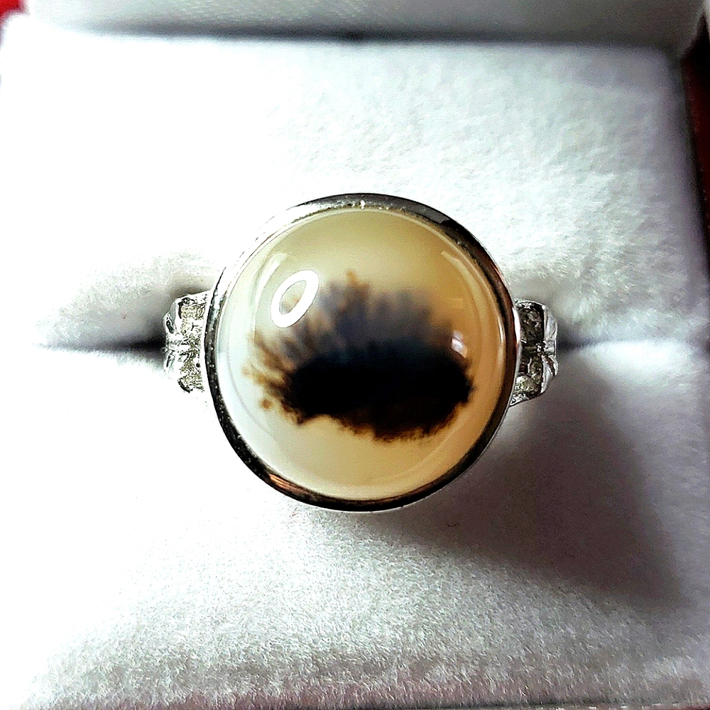*Artisan Silver Dendrite Agate Statement Ring - image 1